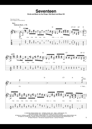 Seventeen の公式楽譜を演奏する by Winger ボーカル, ギター