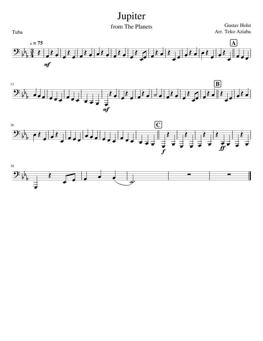 ジュピター チューバ 楽譜 チューバ (ソロ) | MuseScore.com