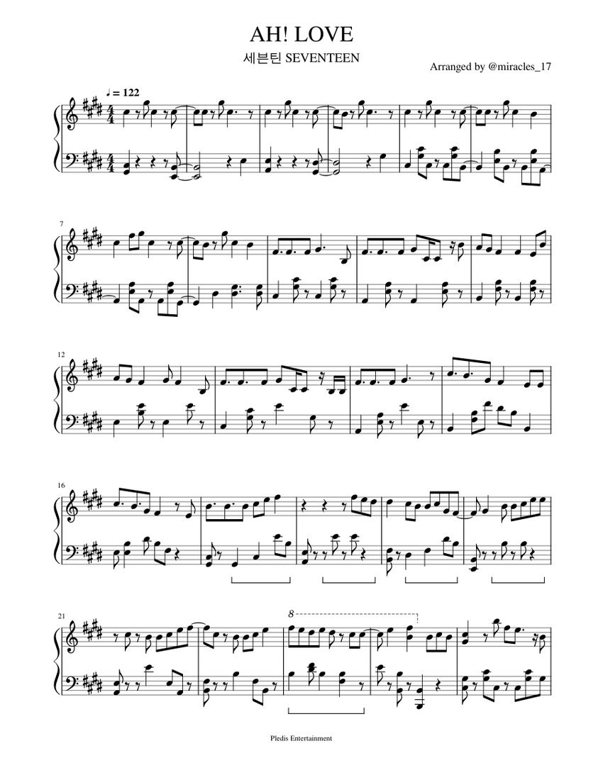 AH! LOVE 楽譜 ピアノ (ソロ) | MuseScore.com