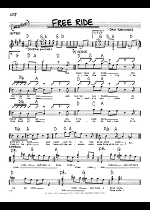 Free ride の公式楽譜を演奏する by The Edgar Winter Group ピアノ, ボーカル | MuseScore.com