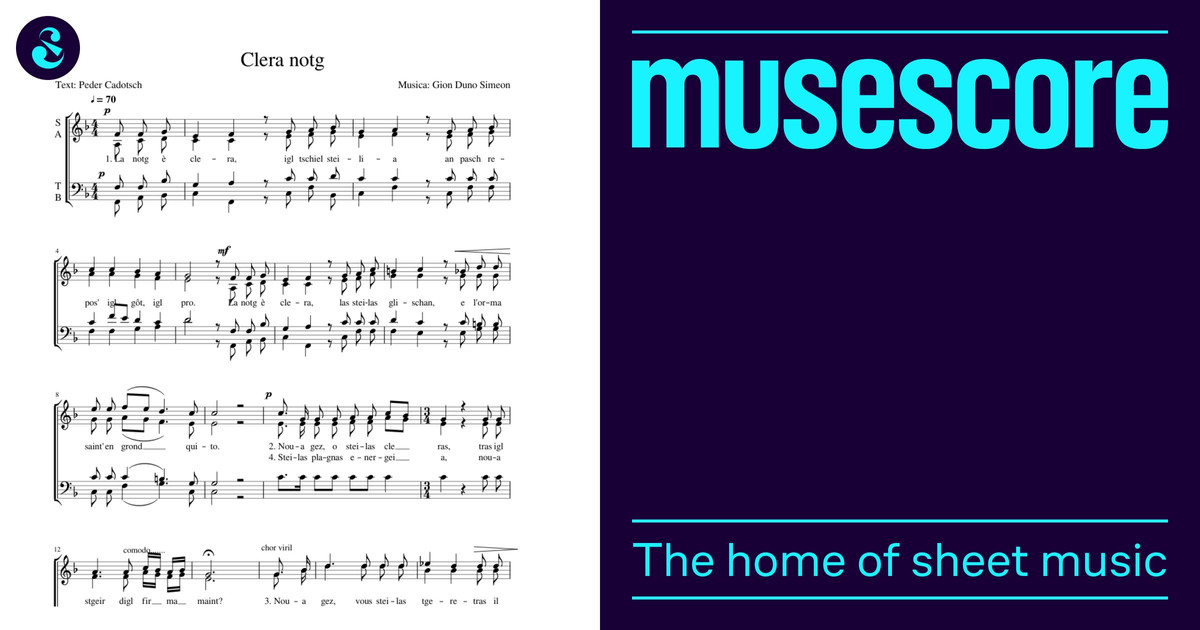 Notg Clera notg 楽譜 女性, 男性 (合唱) | MuseScore.com
