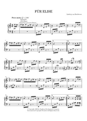 エリーゼのために」1822年版 (イ短調のバガテル) 楽譜 ピアノ (ソロ