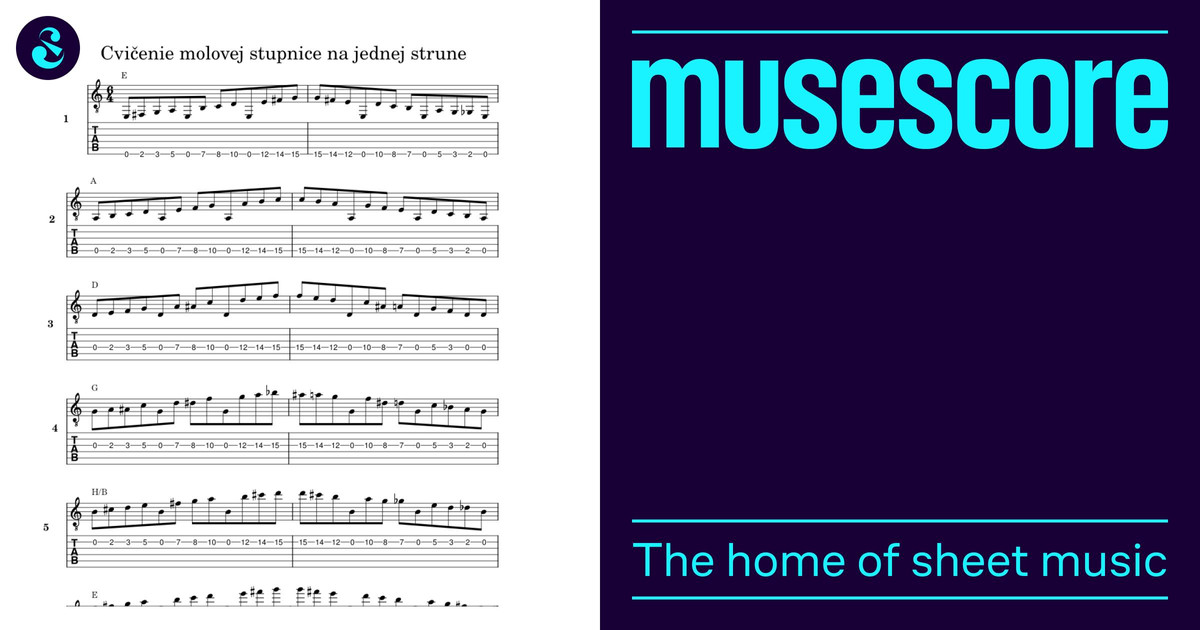 Electric guitar exercises: One string minor scale pattern 楽譜 タブ譜あり ギター ...