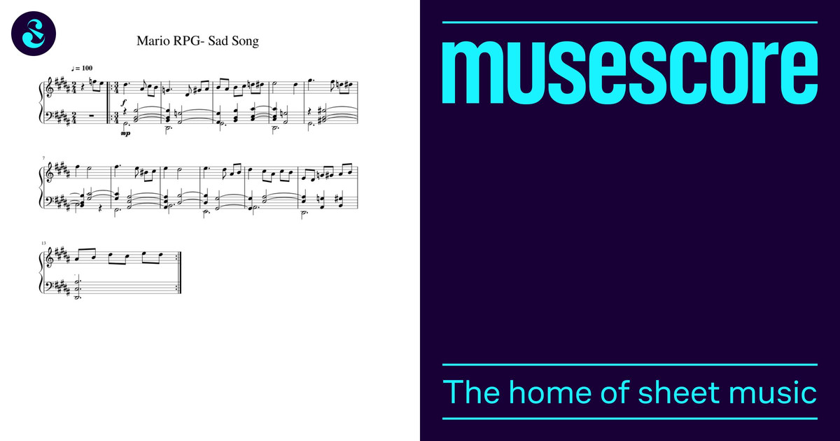 スーパーマリオRPG: 悲しい曲 楽譜 ピアノ (ソロ) easy | MuseScore.com