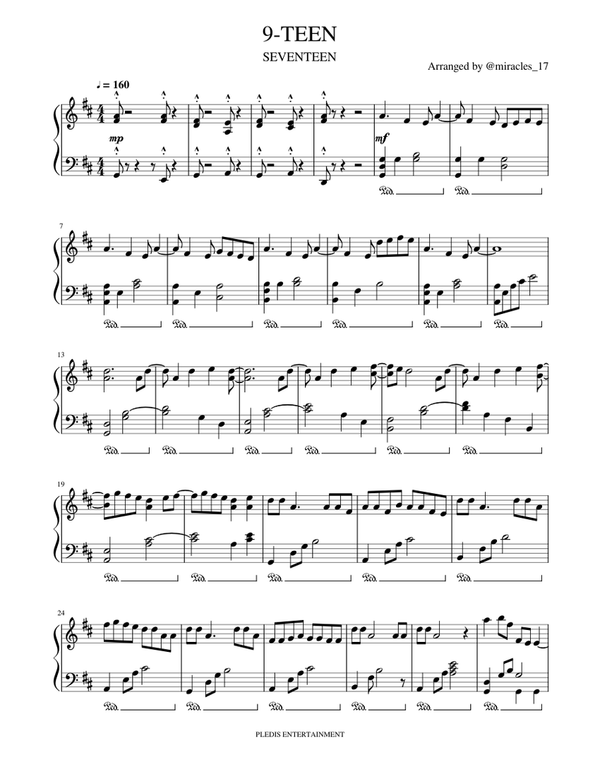 セブンティーン - 9-ティーン 楽譜 ピアノ (ソロ) | MuseScore.com
