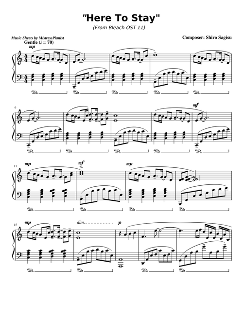無料の BLEACH の楽譜 | アニメ ハブ | MuseScore.com でPDFの