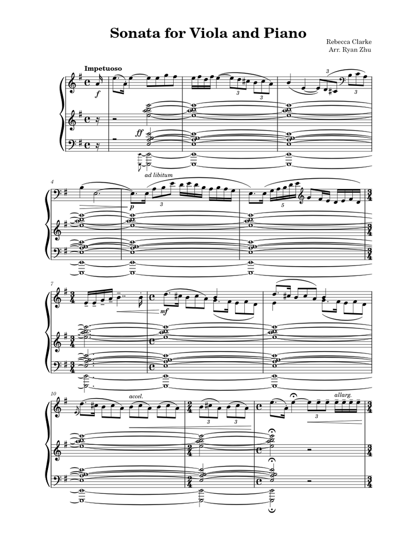 Clarke - Sonata for Viola and Piano | I - Impetuoso | Arranged for Solo ...