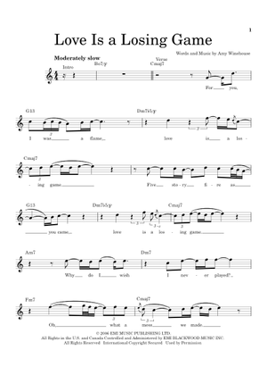愛は負けるゲーム の公式楽譜を演奏する エイミー・ワインハウス