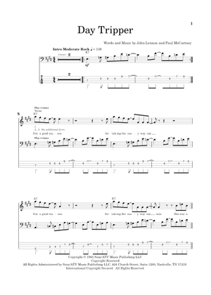 Day tripper の公式楽譜を演奏する by The Beatles ベースギター