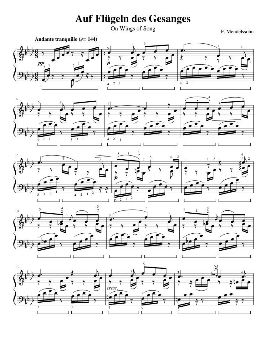 歌の翼に 楽譜 ピアノ (ソロ) | MuseScore.com