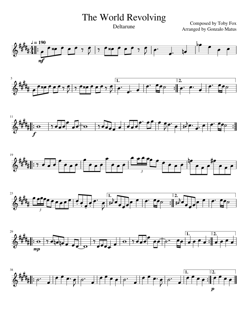 世界が回る - バイオリンソロ 楽譜 バイオリン (ソロ) | MuseScore.com