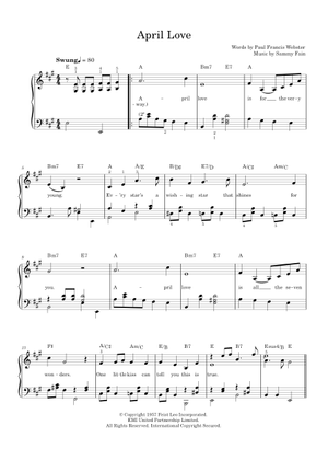 エイプリル・ラブ (リードシート 歌詞とヴァース付き) 楽譜 コード付き