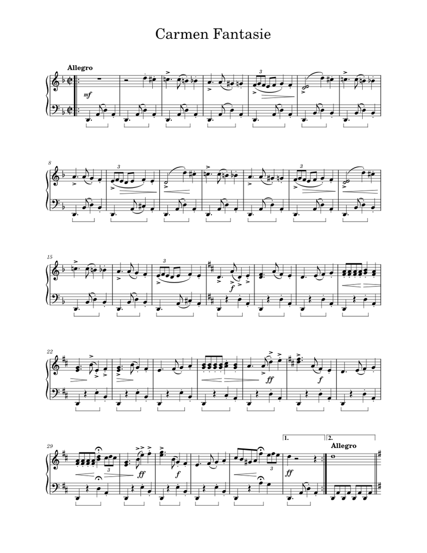 カルメン幻想曲 楽譜 ピアノ (ソロ) | MuseScore.com