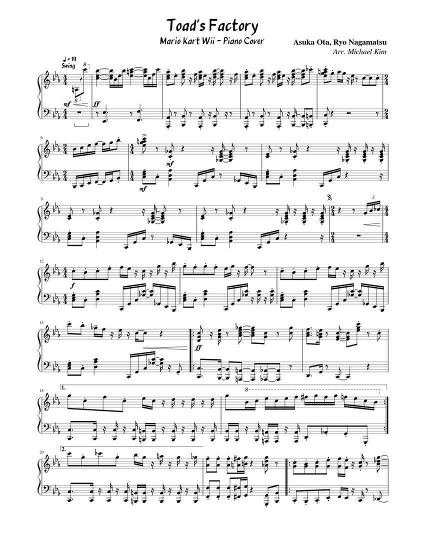 キノピオファクトリー - ピアノカバー 楽譜 ピアノ (ソロ) | MuseScore.com