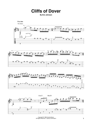 Cliffs of dover の公式楽譜を演奏する by Eric Johnson ギター