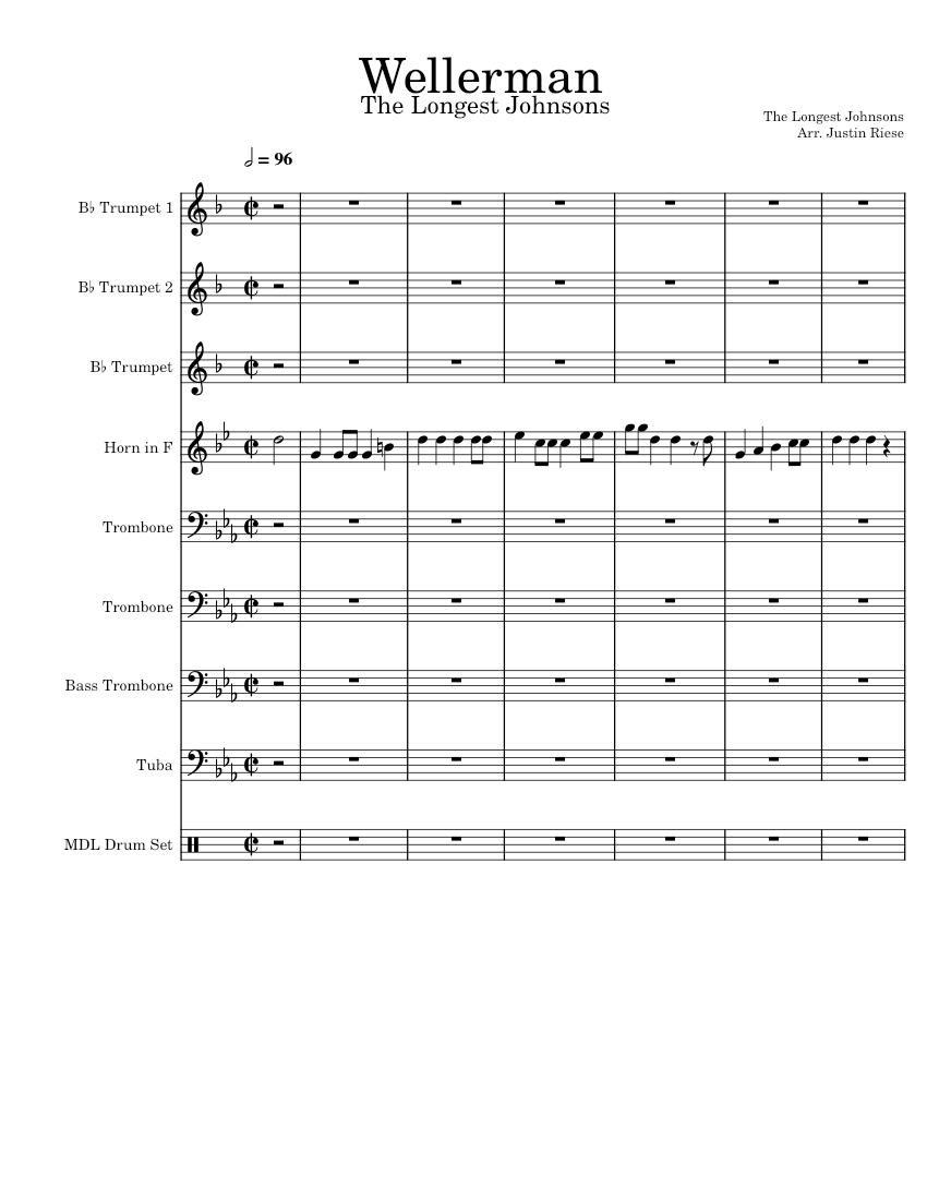 Wellerman Instruments Wellerman for Brass Ensemble Sheet Music for Trombone, Tuba, Trombone ...