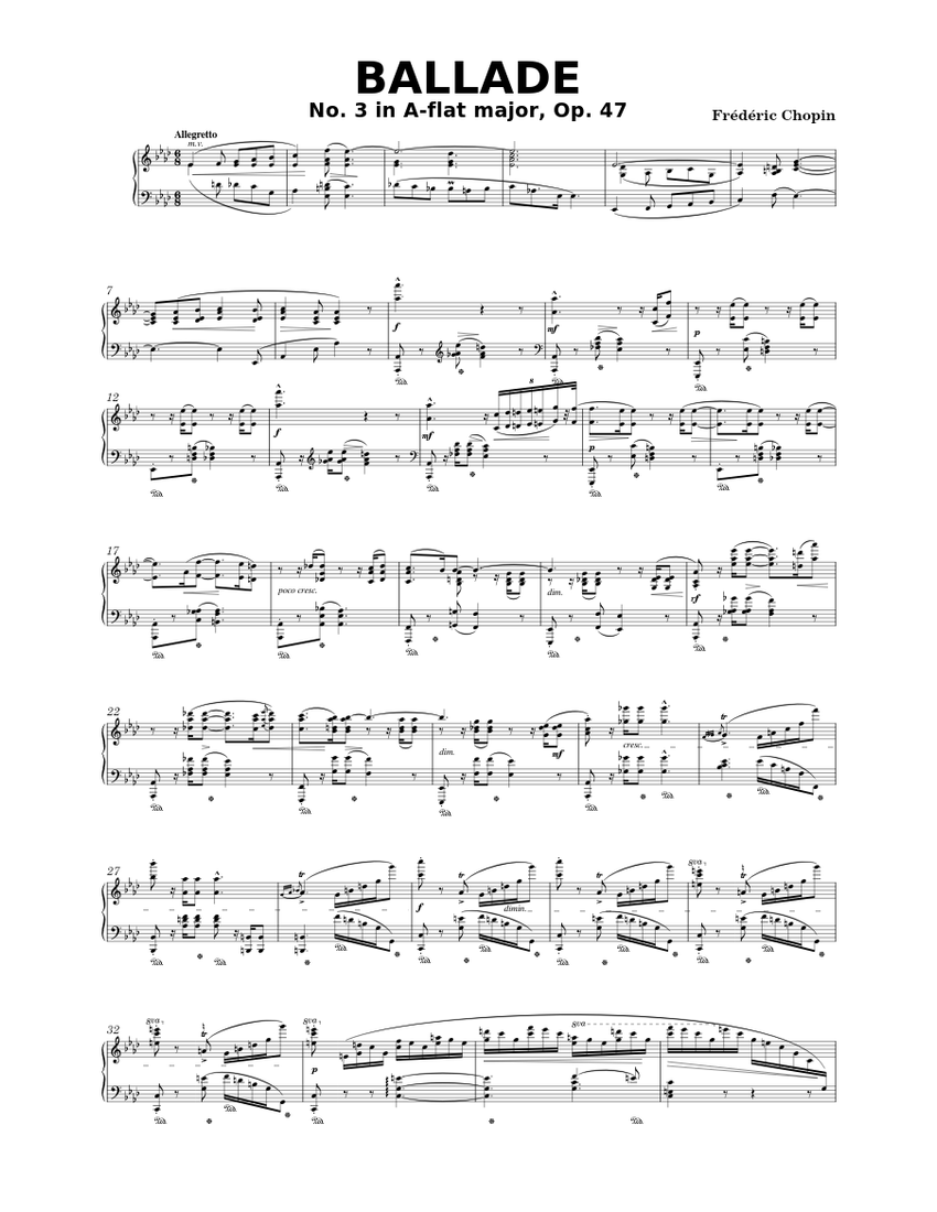 Ballade No 3 in A-Flat Major Op 47 – Frédéric Chopin Ballade Opus