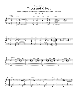 千のナイフ – 坂本龍一 楽譜 ピアノ, トロンボーン, アルトサックス