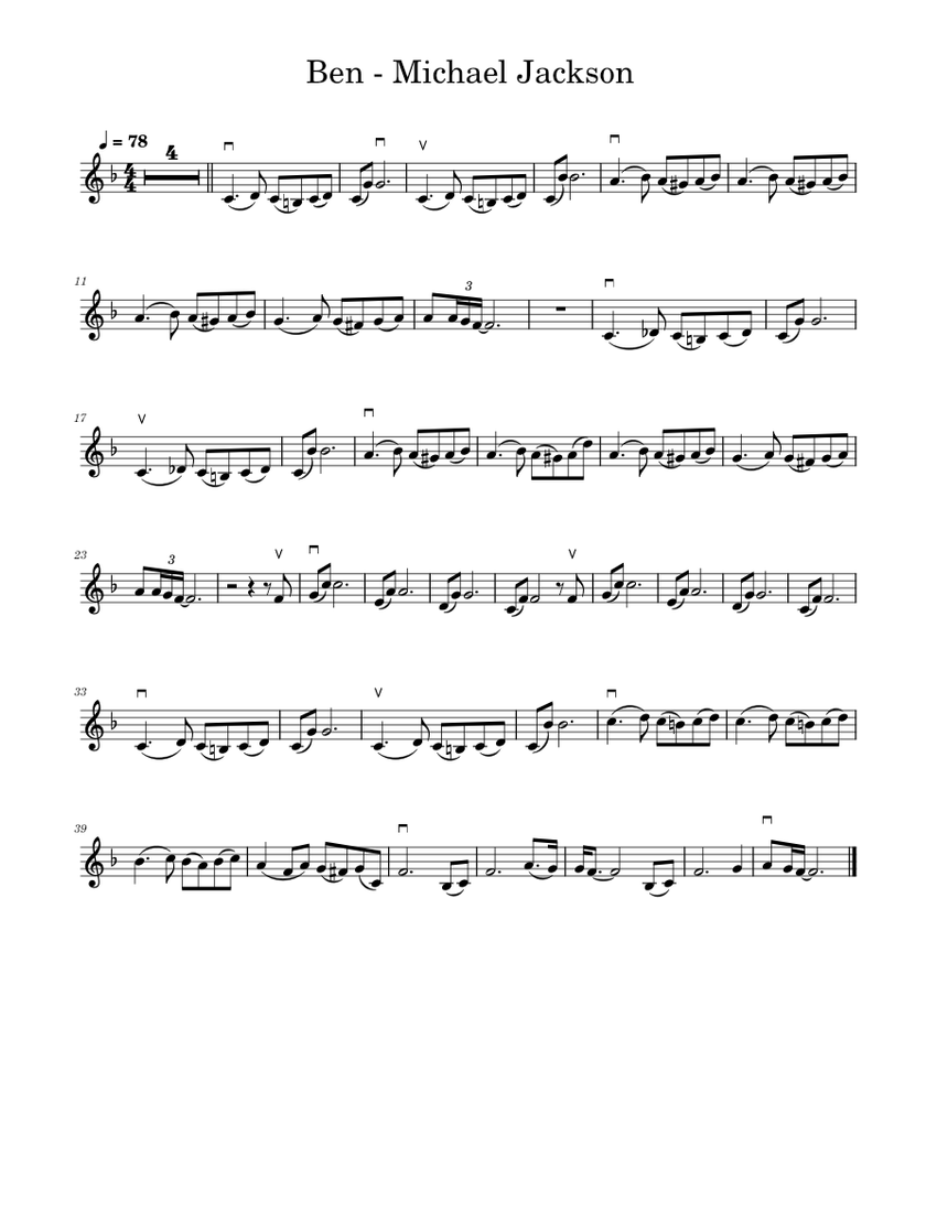 ベン - マイケル・ジャクソン 楽譜 バイオリン (ソロ) | MuseScore.com