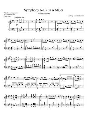 交響曲第7番 Op.92 (L.v.ベートーヴェン- F.リスト) 楽譜 ピアノ (ソロ