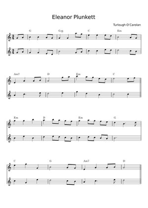 Eleanor Plunkett - Turlough O Carolan 楽譜 コード付き ピアノ (ソロ