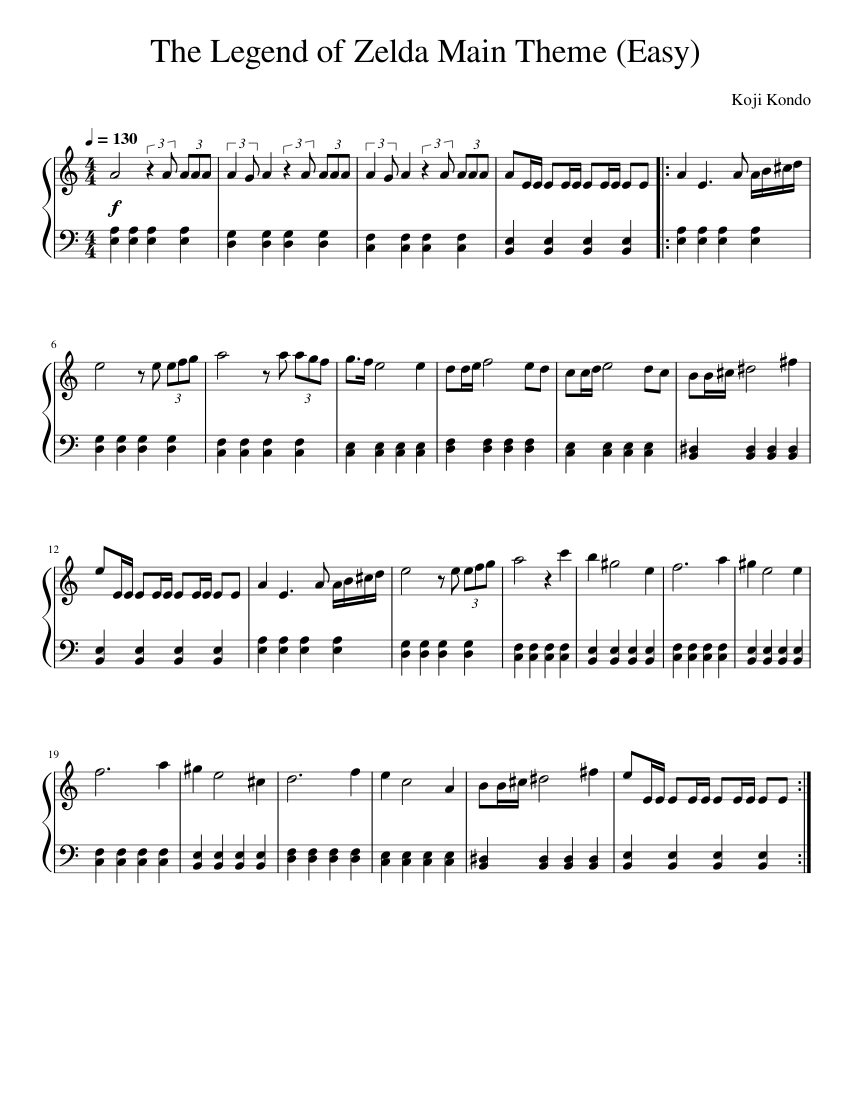ゼルダの伝説 メインテーマ 楽譜 ピアノ (ソロ) easy | MuseScore.com