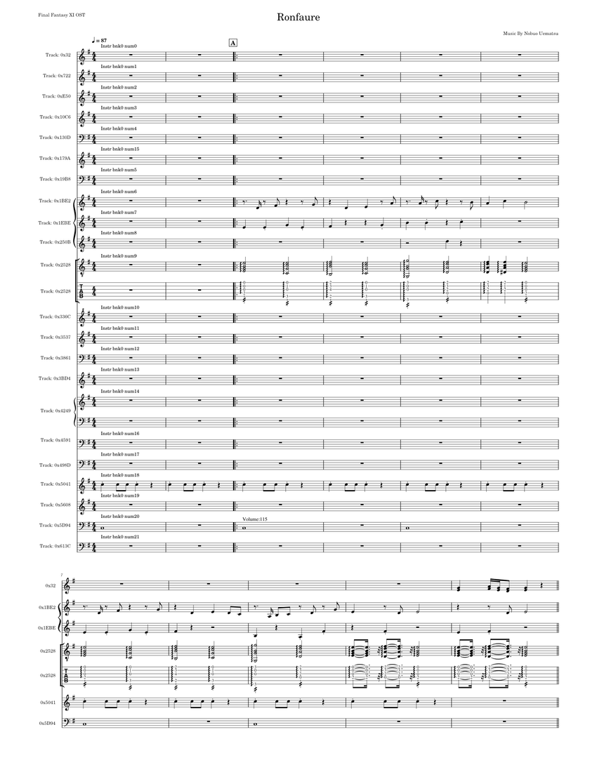 ファイナルファンタジーXI 104 ロンフォール 楽譜 タブ譜あり ピアノ