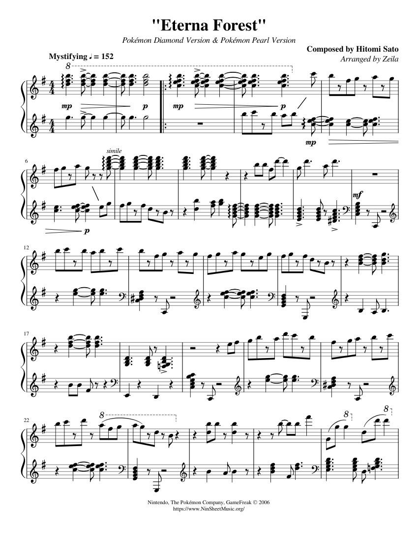 ポケモン DPPt - ハクタイの森 楽譜 ピアノ (ソロ) | MuseScore.com