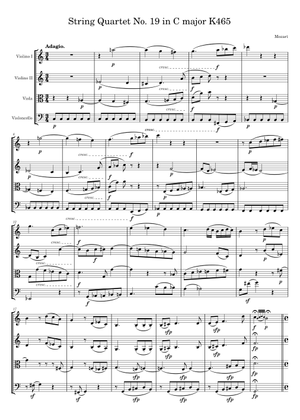 モーツァルト 弦楽四重奏曲 ハ長調 KV 465 第1楽章 楽譜 バイオリン
