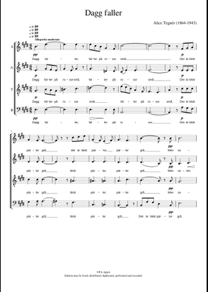 Dagg faller – Alice Tegnér 楽譜 シンセサイザー (混合カルテット) | MuseScore.com