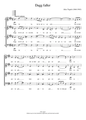 Alice Dagg Dagg faller – Alice Tegnér 楽譜 シンセサイザー (混合カルテット) | MuseScore.com