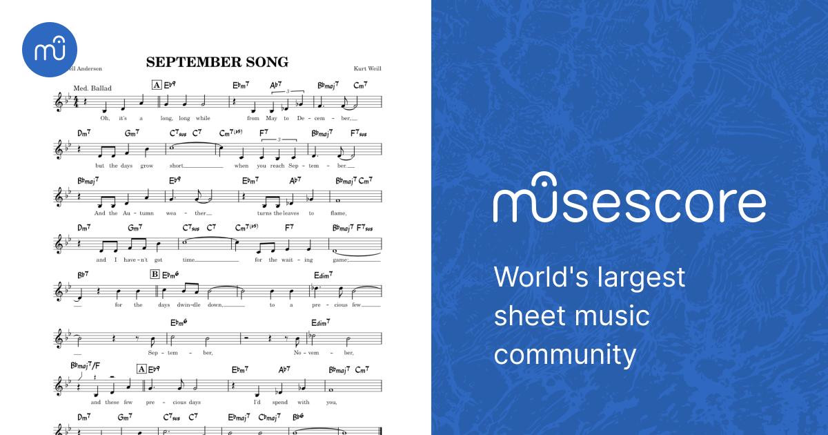 September Song [lead sheet] – Kurt Weill, Maxwell Anderson 楽譜