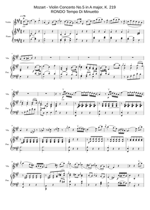 モーツァルト ヴァイオリン協奏曲第5番 K. 219 楽譜 バイオリン (ソロ