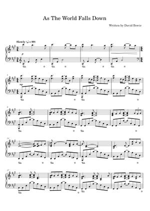 As the world falls down の公式楽譜を演奏する by David Bowie ピアノ