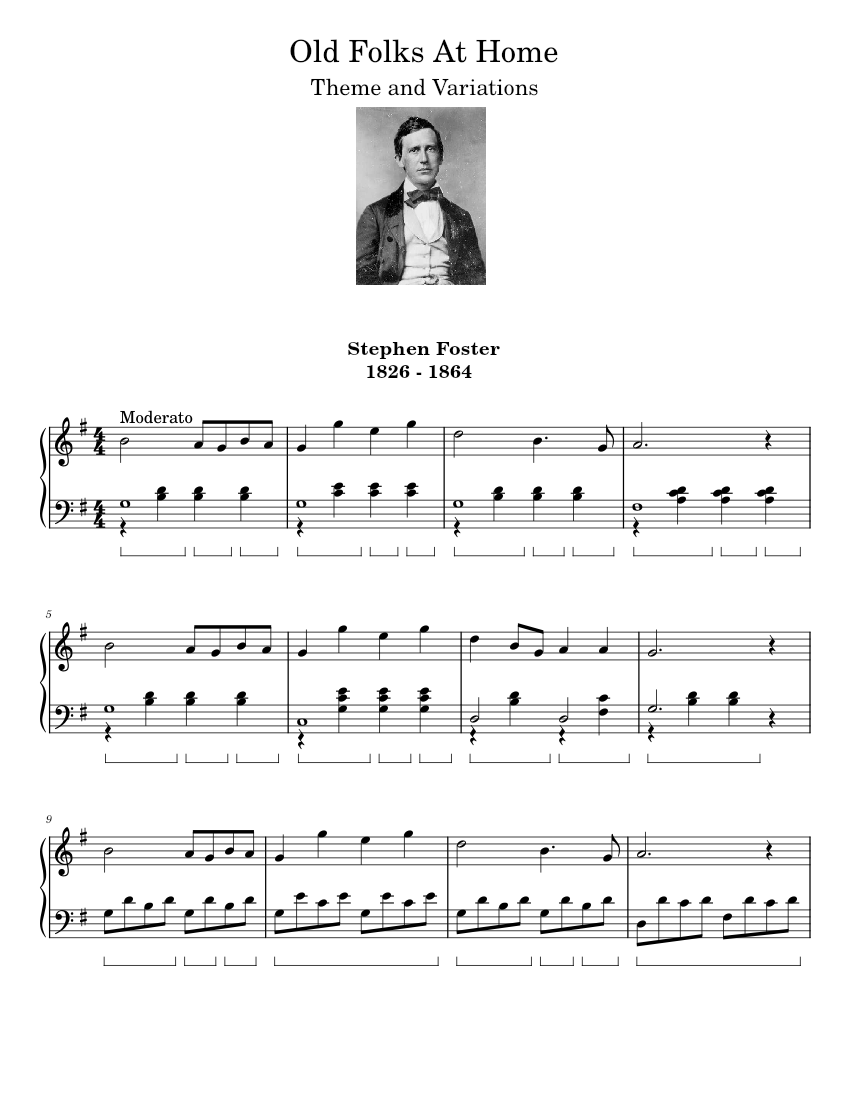故郷の人々 - スティーブン・フォスターによるテーマと変奏曲 楽譜