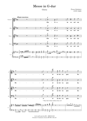 Gのミサ曲、5. ベネディクトゥス - シューベルト 楽譜 ピアノ
