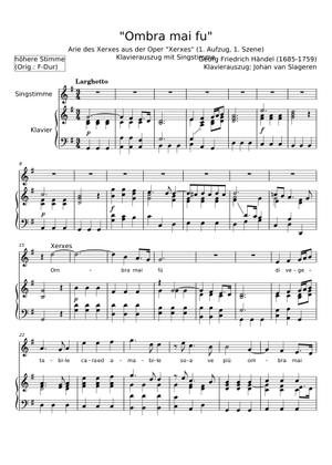 オンブラ・マイ・フ 楽譜 ピアノ (ソロ) easy | MuseScore.com