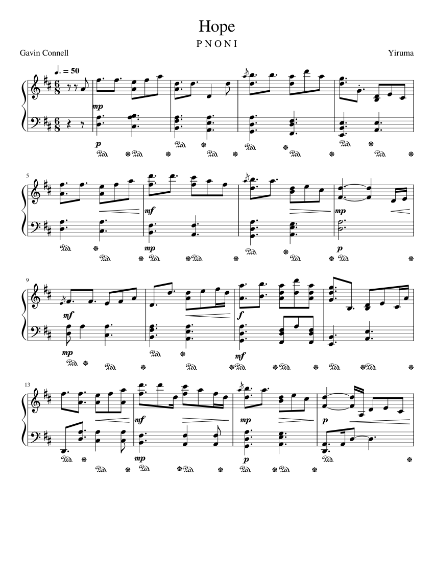 希望 – イルマ 楽譜 ピアノ (ソロ) | MuseScore.com