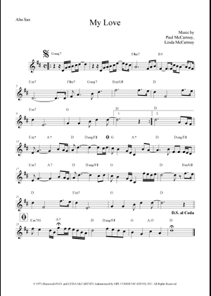 ポール・マッカートニー　&　ウイングス　MY LOVE ギター　ピアノ　楽譜 My Love の公式楽譜を演奏する by Paul McCartney and the Wings