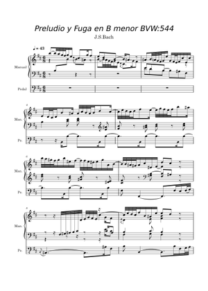 J. S. バッハ: プレリュードとフーガ ロ短調, BWV 544 楽譜 オルガン