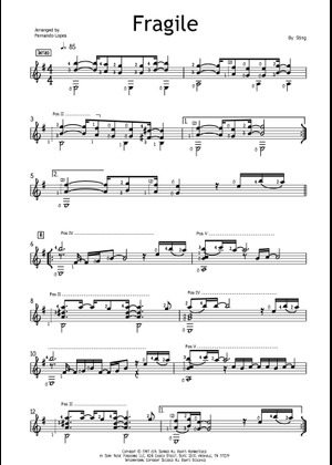 スティング - フラジャイル - ギターTAB 楽譜 コード付き ギター (ソロ