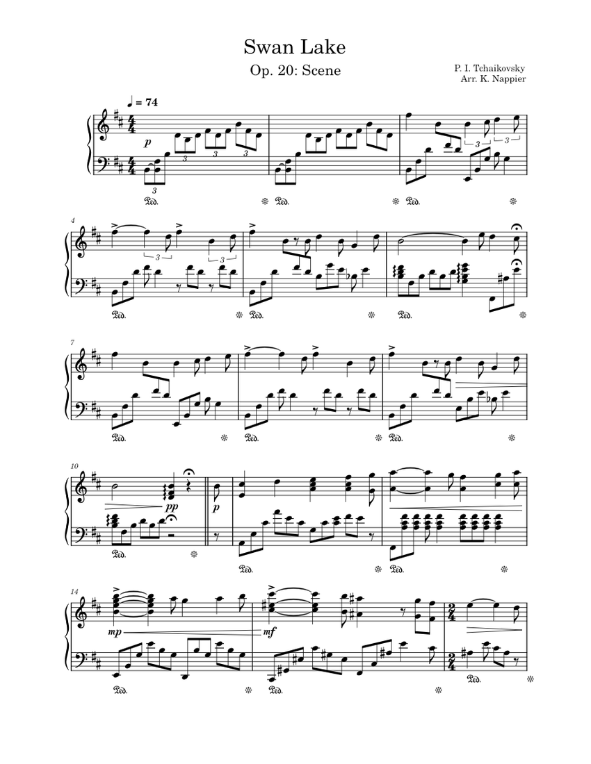 白鳥の湖 Op. 20 – ピョートル・イリイチ・チャイコフスキー 楽譜
