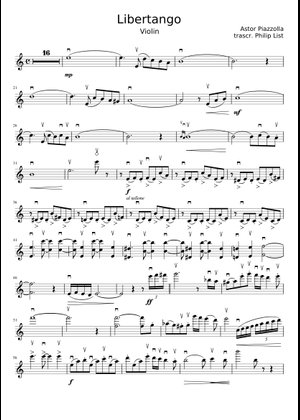 リベルタンゴ – アストル・ピアソラ - フルートとギター 楽譜 フルート