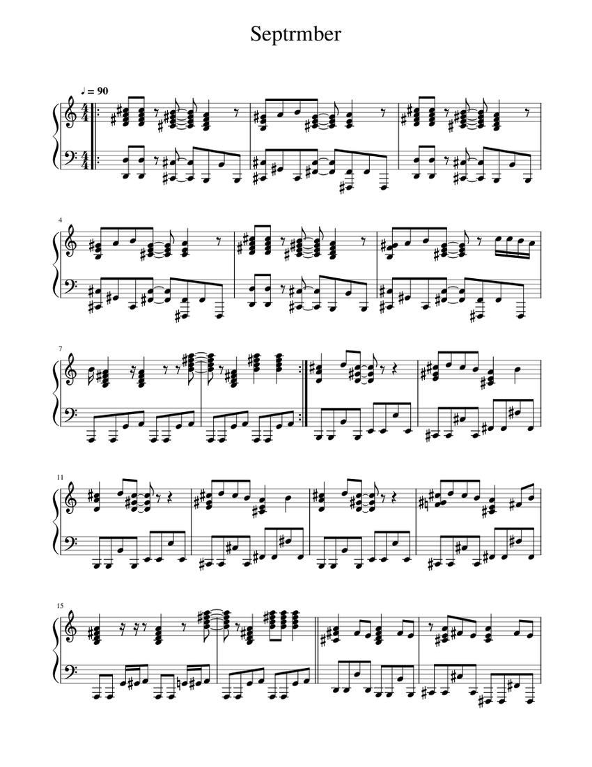 9月 楽譜 ピアノ (ソロ) | MuseScore.com