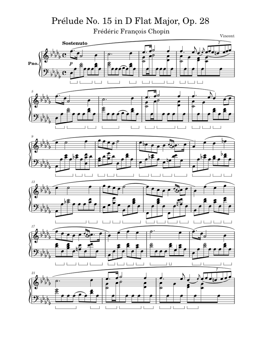 ショパン：24の前奏曲 作品28 第15番 変ニ長調 楽譜 ピアノ (ソロ