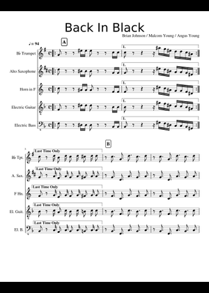 バック・イン・ブラック 楽譜 タブ譜あり ギター (ソロ) | MuseScore.com