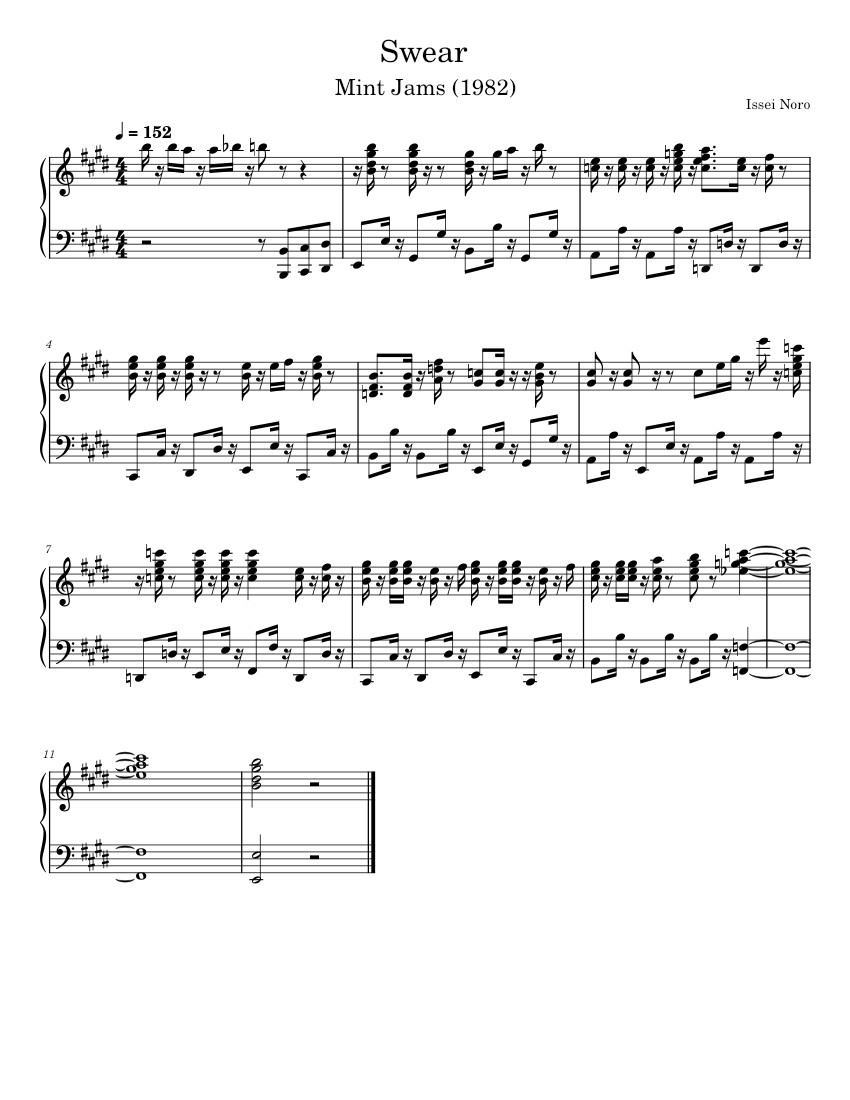 カシオペア - 誓い (ピアノ間奏曲) 楽譜 ピアノ (ソロ) | MuseScore.com