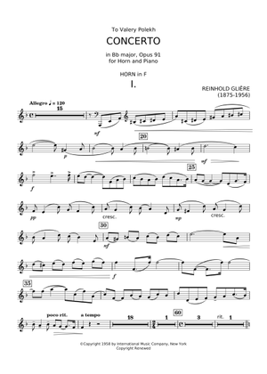 ホルン協奏曲, Op.91 (ラインホルト・グリエール) 楽譜 フレンチホルン