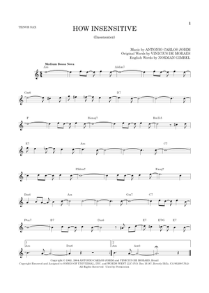 How Insensitive (Insensatez) の公式楽譜を演奏する by Antonio Carlos Jobim, Astrud ...