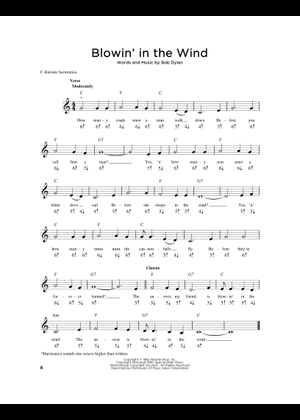 Blowin' In The Wind の公式楽譜を演奏する by Bob Dylan ハーモニカ